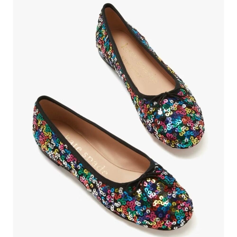 Kate Spade New York Honey Ballet Flat Rainbow Sequin EUC Party Colorful Career 7